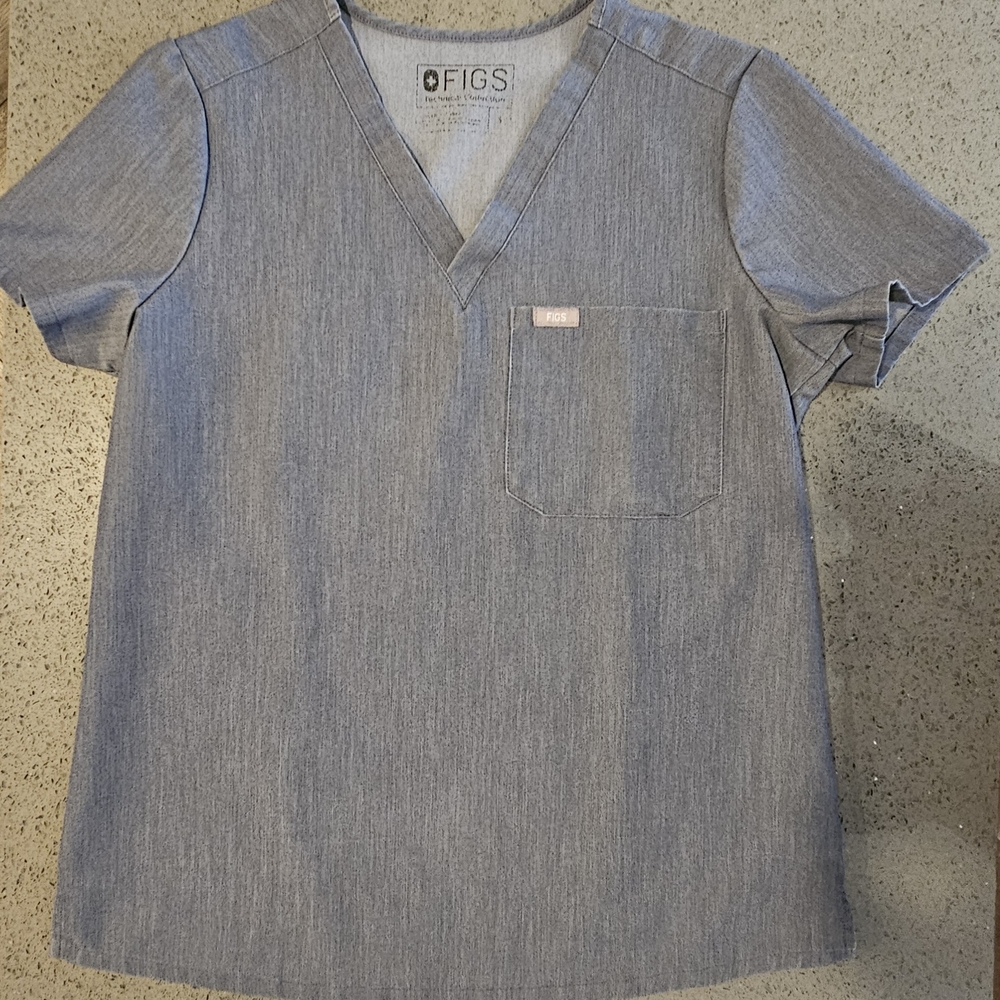 FIGS Gray V-Neck Scrub Top